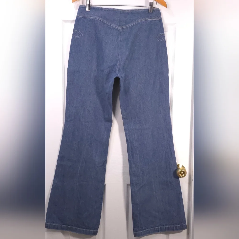 Tristan & Isolde 100% Cotton Flare Jeans Boho Indie High Rise Size 10 - Picture 4 of 12